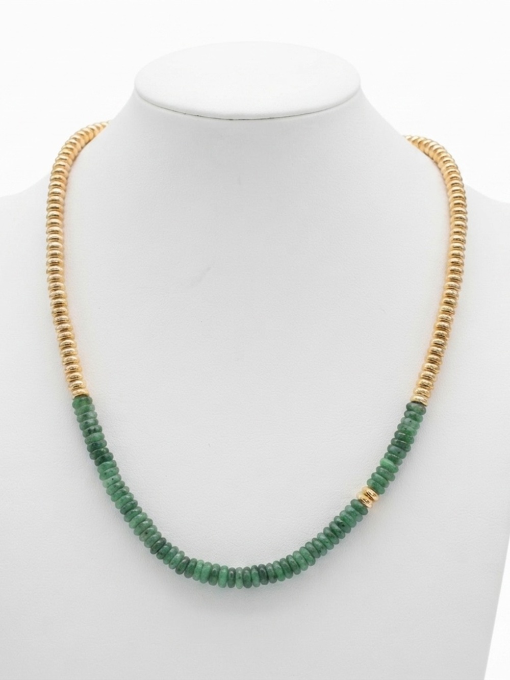 Altius Green Jasper & Gold Plated Beaded Necklace - Picture 2 of 4